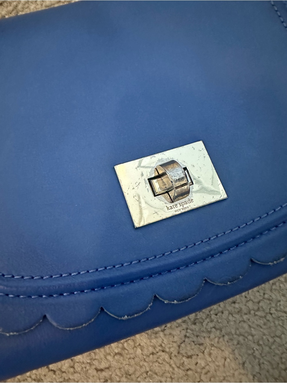 Kate Spade Scallop Royal Blue Smooth Leather Crossbody - Picture 3 of 7
